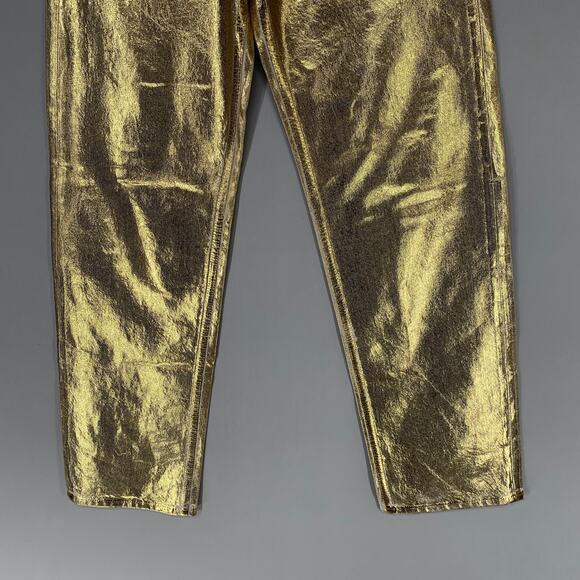 Zara Women Gold Jeans Size 4 Metallic Straight Leg Pant 32" - Picture 3 of 8